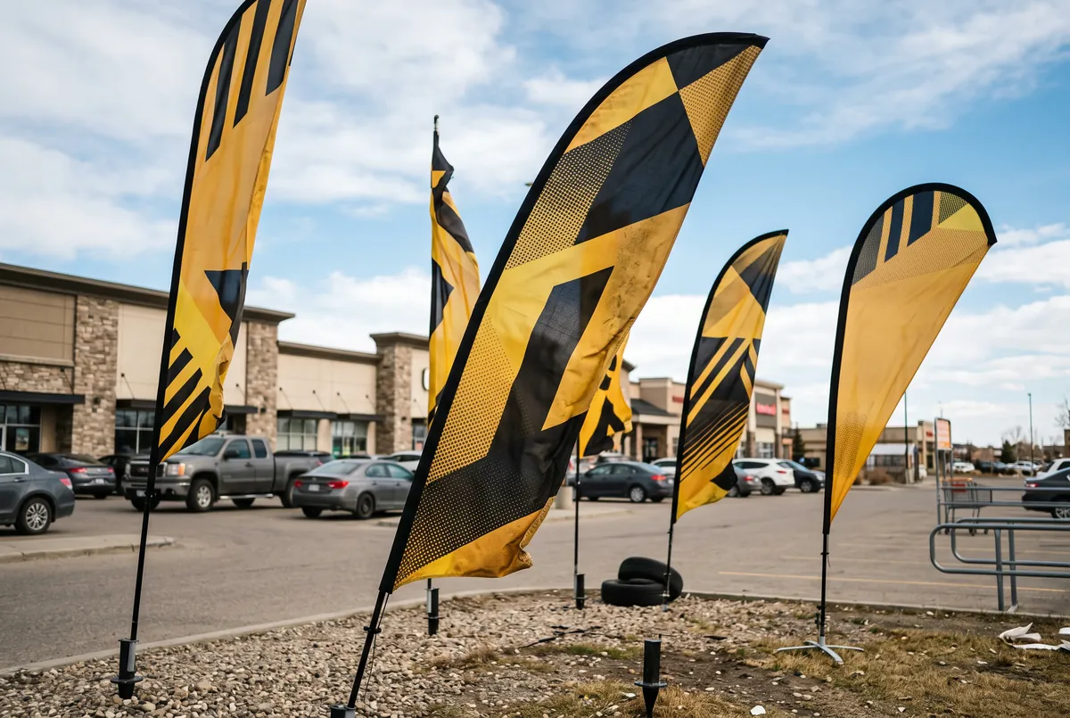 Feather & Teardrop Flags in Calgary